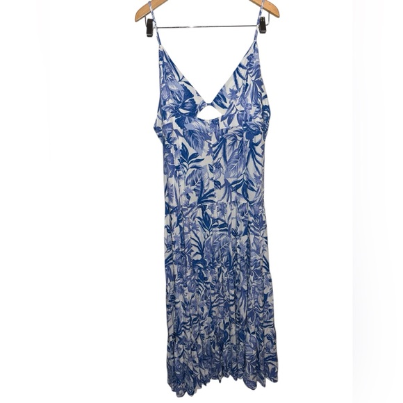 Seven Wonders Kiah Maxi Dress- Blue Floral Tropical cutout Sz XXL 12 - Picture 6 of 16